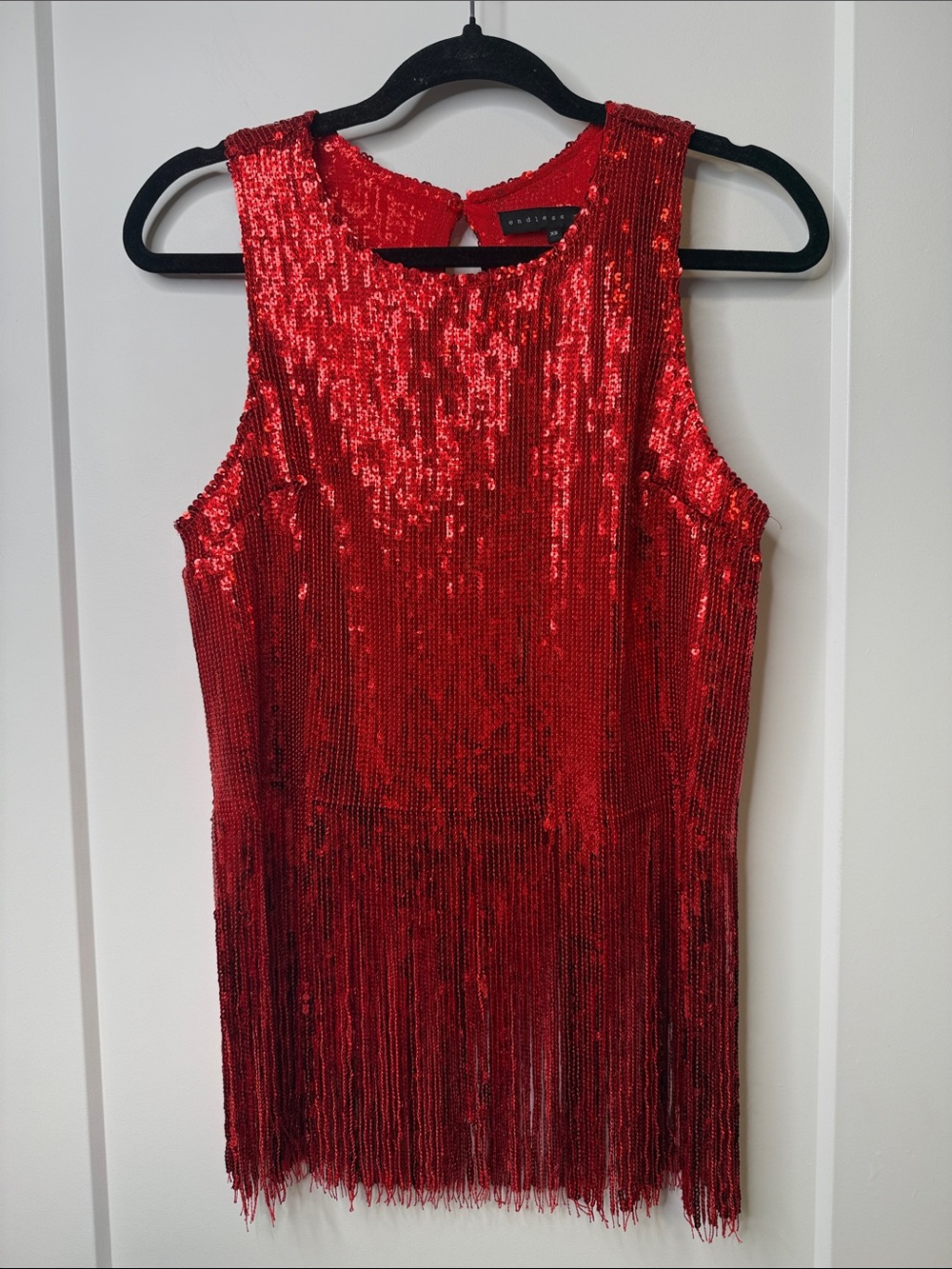 Revolve Endless Rose Red Sequin Fringe Sleeveless Festival Tank‎ - XS